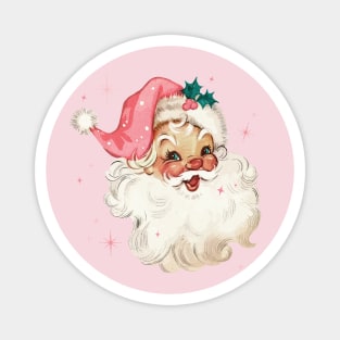 Retro Santa Claus Mid Century Modern Cute Pink Santa Sparkles Magnet